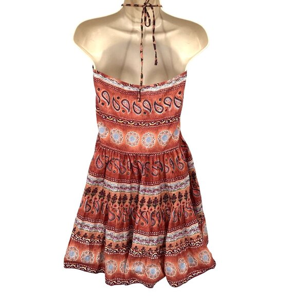 NWT Angie Womens Boho Brownish Red Tiered Ruffle Stap Halter Top Size S - Picture 5 of 7